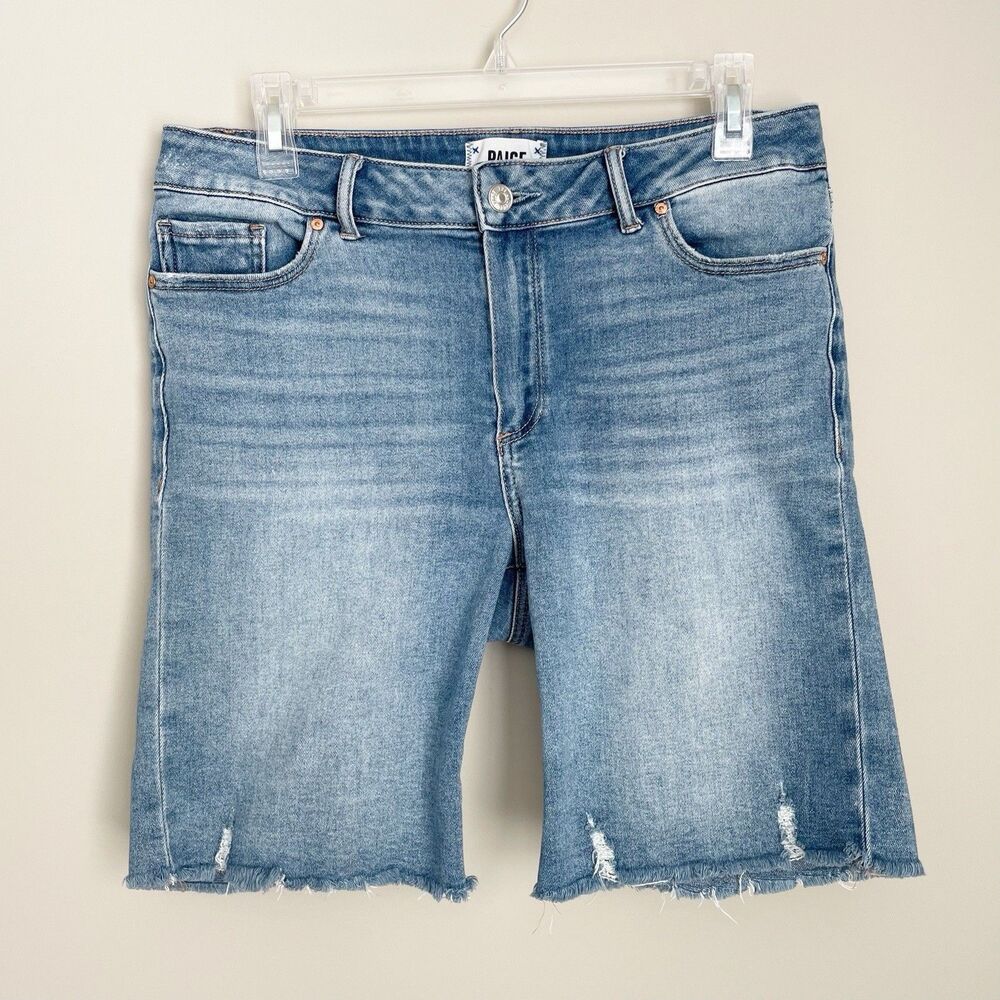 Paige Size 30 Blue Frayed Hem Jax Knee Shorts Denim
